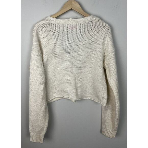Urban Outfitters Kai Cropped Chunky Cardigan Size Medium Cream Knit Women’s - Picture 2 of 7